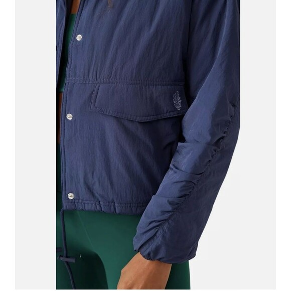 Free People Movement Off the Bleachers Coaches Jacket Navy Blue SMALL - Picture 4 of 5